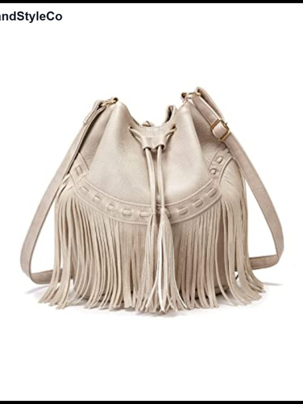 Boho Fringe Bucket Bag Crossbody Shoulder Purse PU Leather